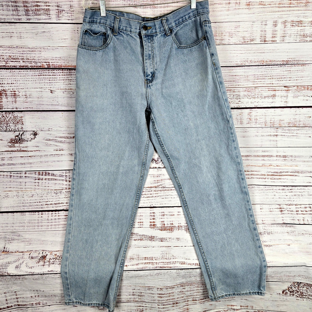 Vintage Cross & Windsor Mens Jeans Relaxed Fit 36 Light Wash Straight Leg Denim
